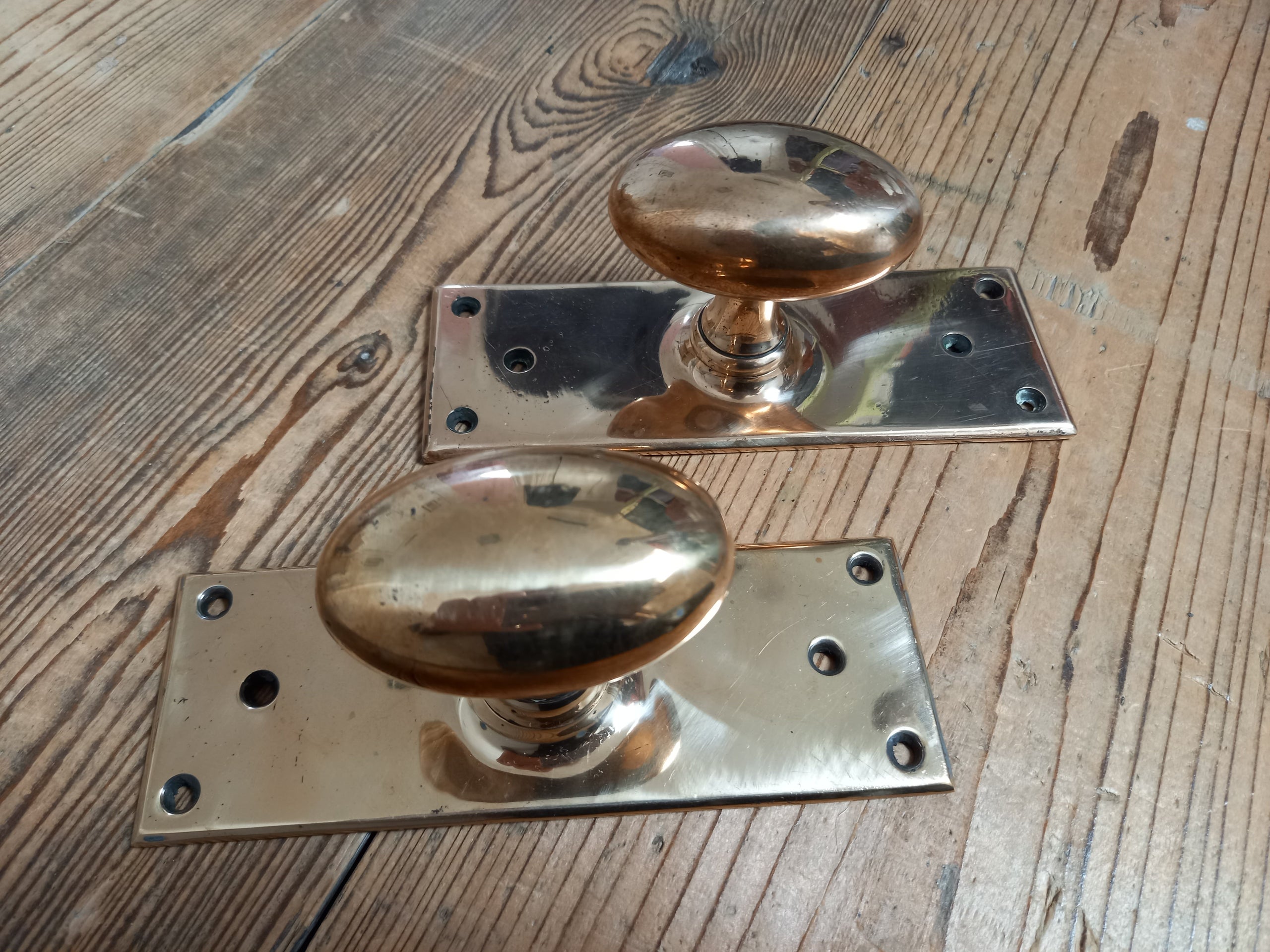 Edwardian Brass Oval Door Knobs